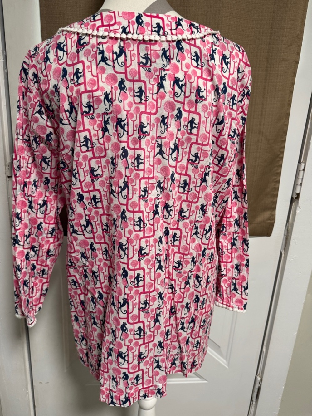 Talbots Pink and Navy Patterned V-Neck Tunic Size XL - Picture 6 of 8